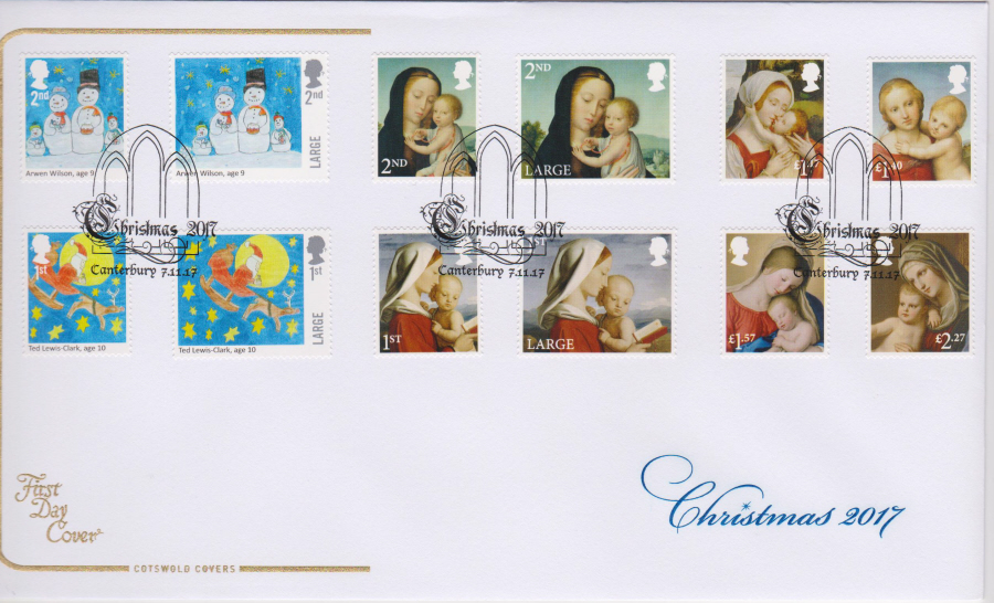 2017 Christmas FDC SET - COTSWOLD- Canterbury (Window) Postmark - Click Image to Close